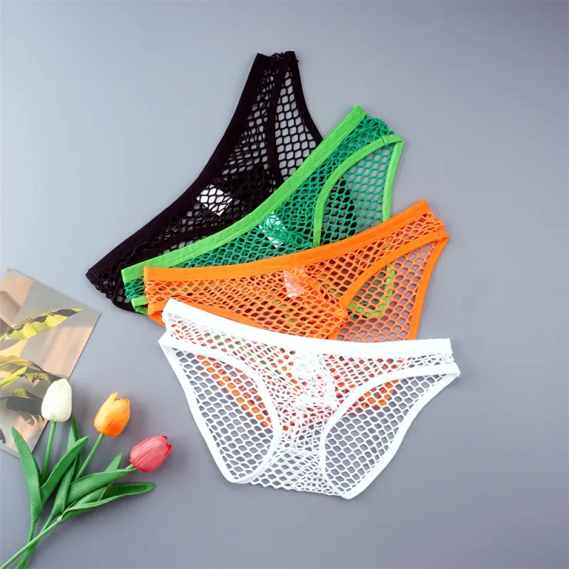Sexy Man Fishnet Mesh Underwear See Through Male Briefs Breathable and Comfortable High Quality Low Waist Panties — image 2