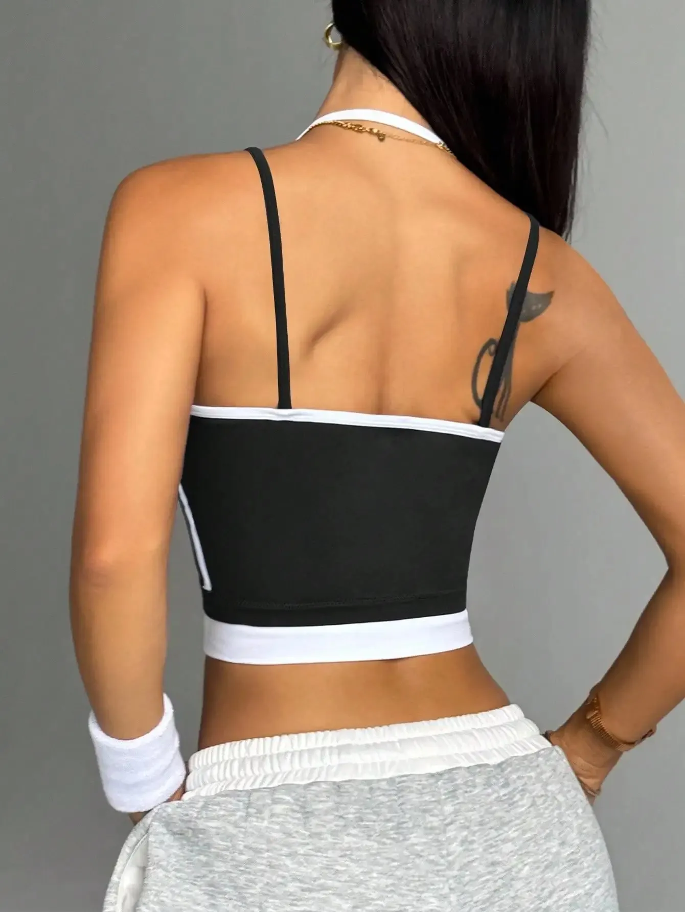 Color blocking non steel ring beautiful back sports vest for women's outdoor wear fitness running shock-absorbing gathering s — image 3