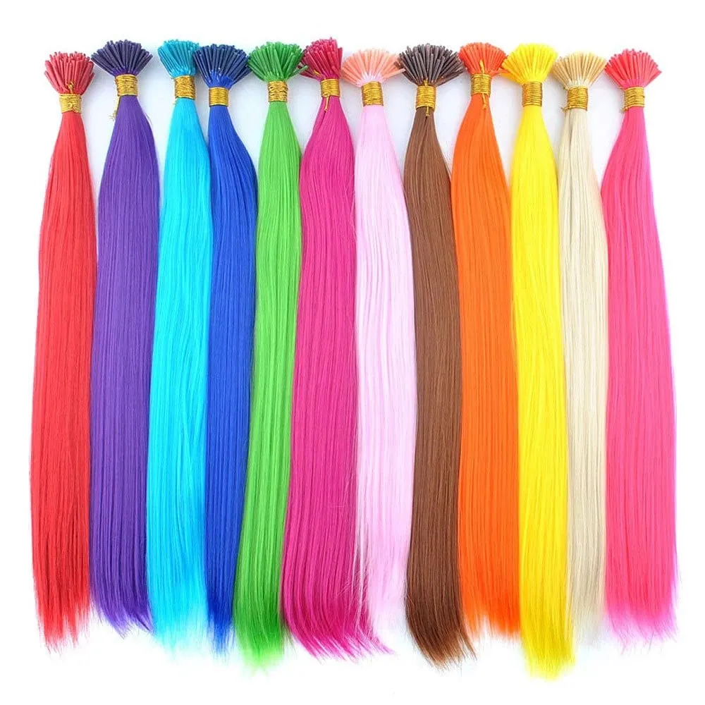 50 فروع/حزمة الاصطناعية الملونة I-تلميح عصا وصلات شعر شعر مستقيم 16 بوصة للنساء ارتفاع درجة الحرارة الألياف قطع الشعر — image 2