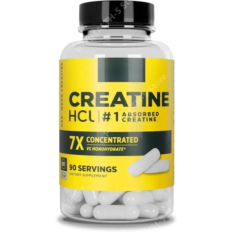 Creatine HCl Capsules Muscle Cognitive Cellular Energy Support | No Bloating or Cramps Creatine Pills (90 Capsules)