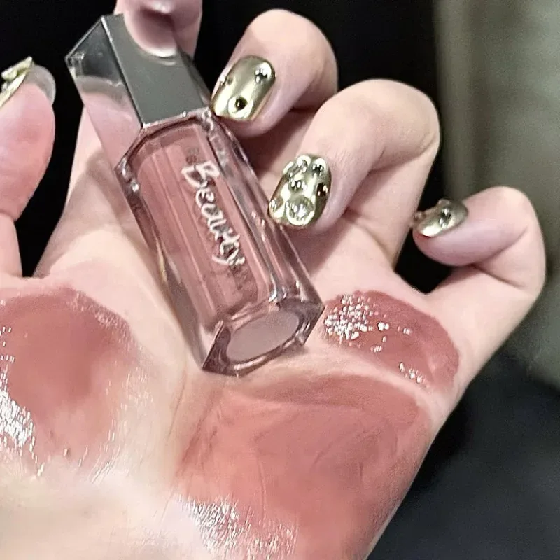 Ice Transparent Brown Lip Gloss Moisturizing Glossy Liquid Lipstick Nude Water Light Glass Mirror Lip Glaze Long-lasting Makeup — image 3
