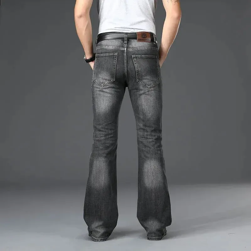 Denim Flared Jeans Men Boot Cut Denim Pants Comfortable Slightly Slim Classic Loose Casual Blue Black Trousers For Male Bootcut — image 5