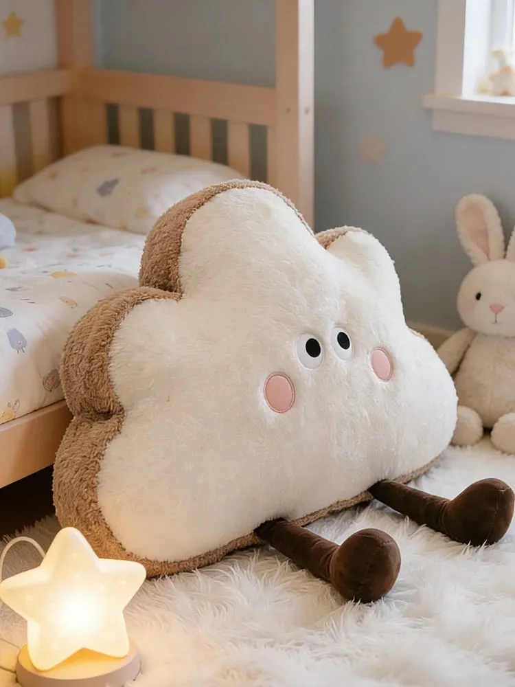 35~65cm Toast Cloud Plush Pillow Kawaii Humanoid Decor Plushie Sofa Chair Back Support Cushion Gift — image 10