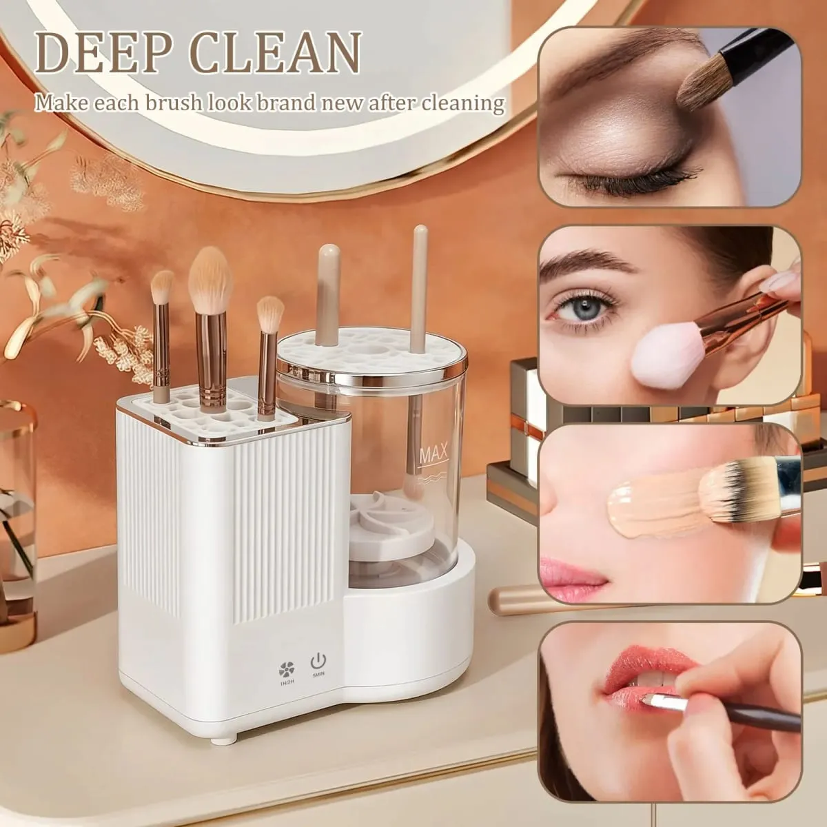 3 IN 1 Electric Makeup Brush Cleaner Machine Makeup Brush Automatic Cleaner Dryer Tool for All Size Beauty Brushes Fast Drying