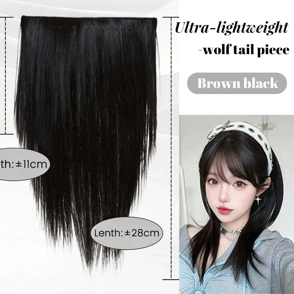 12Inch Synthetic Long Straight Layered U-Shaped Clip-in Hair Extension BB Clip Heat Resistant Hairpiece for Women