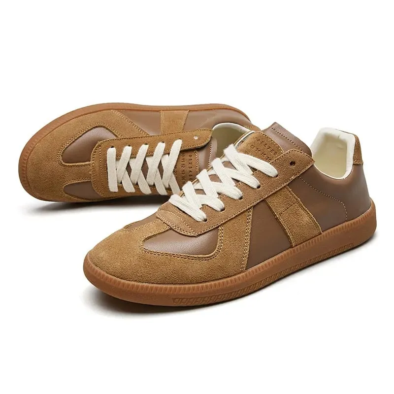 Men Retro Suede Leather Casual Sneakers Lace Up Flat Skate Shoes Comfortable Non Slip Sports Shoes for Men — image 11