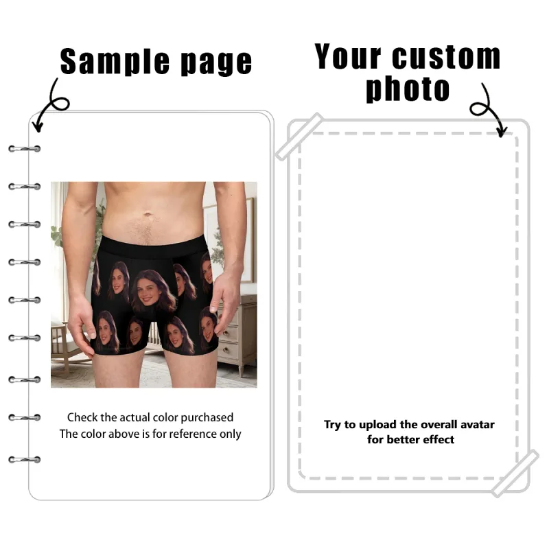 Personalized facial photos customized underwear flat cornered men's Valentine's Day gift for husband anniversary gift for fath — image 7
