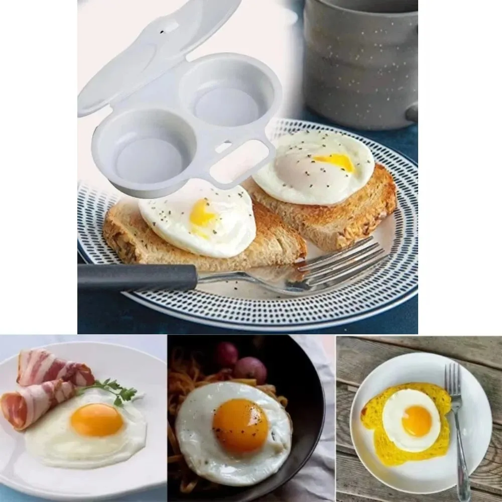 Food Grades Plastic Microwave Egg Cooker Kitchen Cooking Mold Easy To Clean Egg Steamer Portable Heat Resistant Steamed Egg Box — image 1