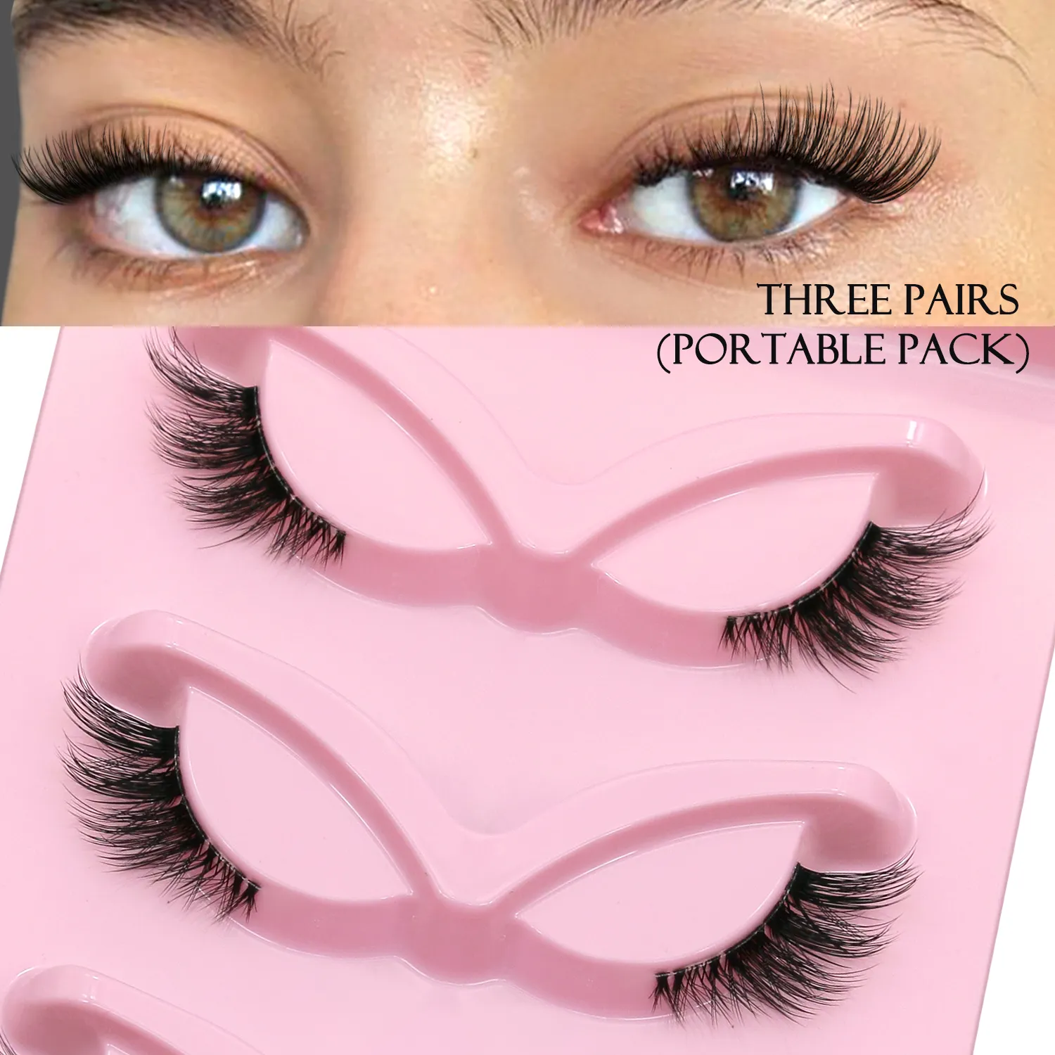 Medias pestañas, pestañas de ojo de gato, apariencia Natural, pestañas postizas tenues, pestañas postizas de imitación de visón, banda transparente, maquillaje de pestañas postizas naturales — image 4