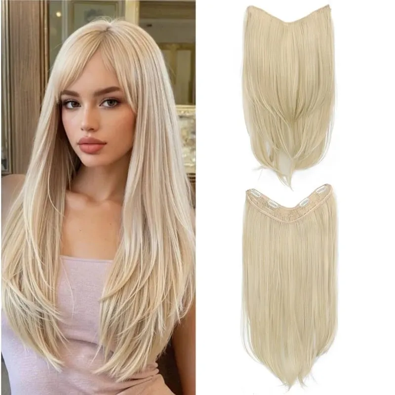 Synthetic Wig Women's Traceless Invisible U-shaped Layered Straight Hair With Inner Buckle Long Curly Hair Natural — image 2
