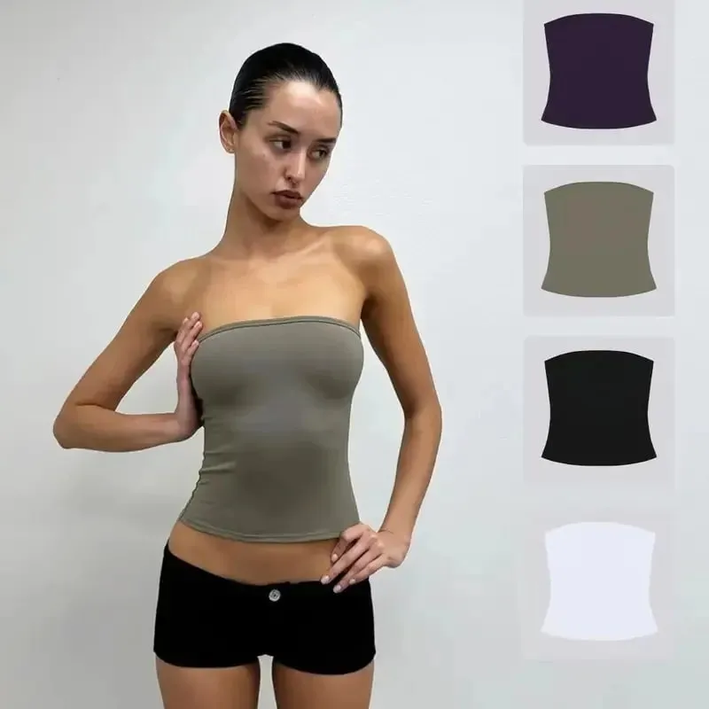 Tank Summer Women's Basic Tube Top Sexy Vest Fabric with High Elasticity and Skin-Friendly Top — image 2