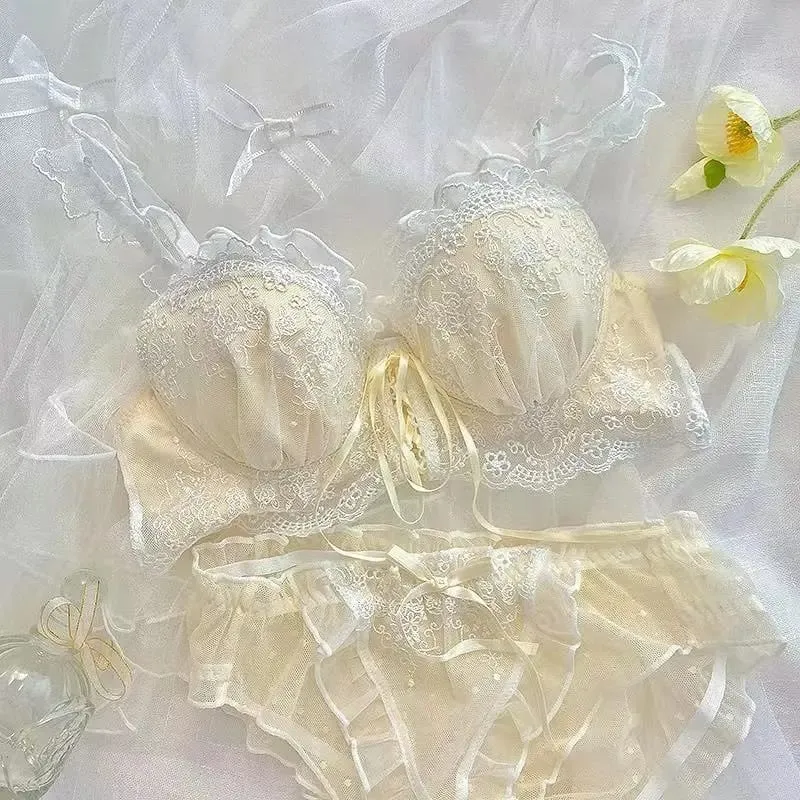 Japanese Style Lace Bralette Set Sexy Cute Underwear with Steel Ring for Small Breasts Push Up Bra & Panty Set Hot Sale Now! — image 11