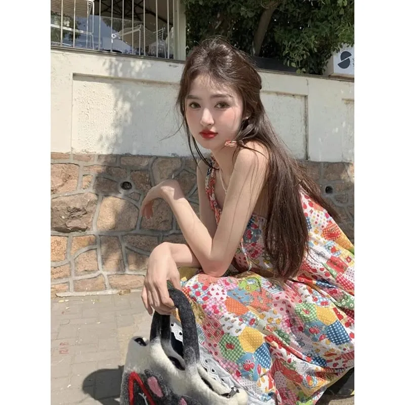 Unique Floral Print Summer Dress Women's Elegant Beach Vacation Strapless Midi Skirt Unique Beautiful Dress Ins Style A-Line ...