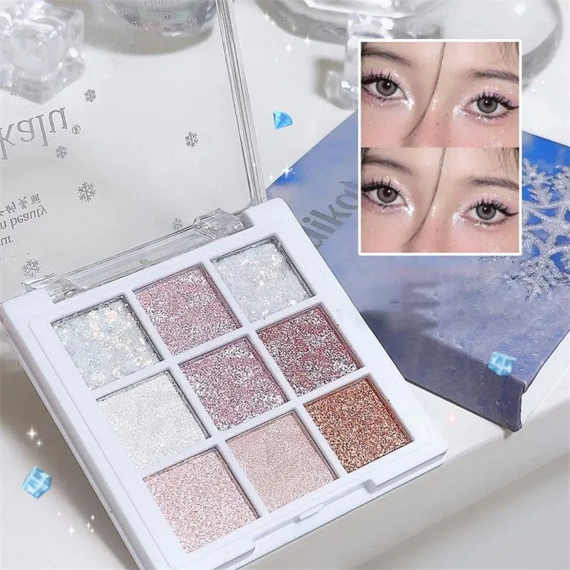 9Colors Glitter Eyeshadow Palette Pearlescent Earth Color Eye Shadow Shimmer Highlight Sparkling Sequin Gold Silvery Eyes Makeup — image 7