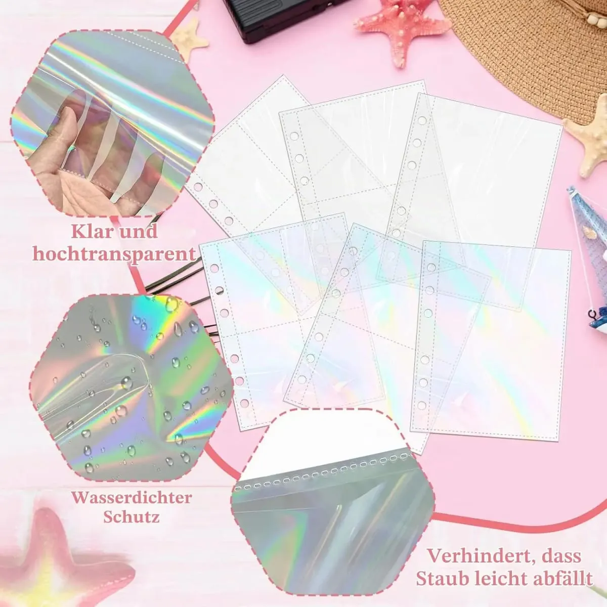 10 Sheets A5 6 Ring Binder Card Sleeves Photocard Holder Pages Trading Card Storage Inserts Card Album Refills Photo Organizer — image 5