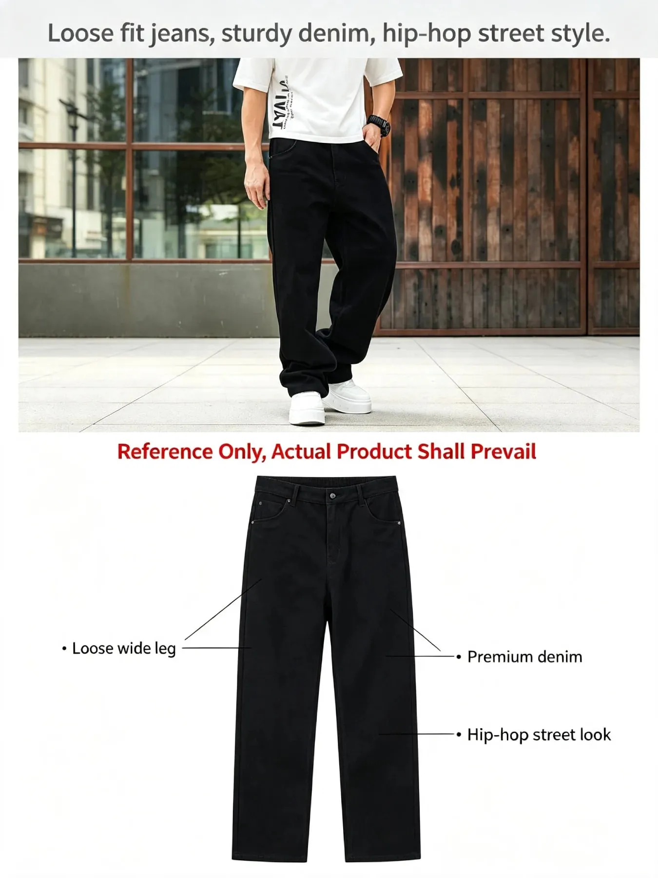 Men Wide Leg Jeans Loose Straight Denim Pants Casual Baggy Trousers Streetwear Hip Hop Daily Wear Fashion Mens Casual Bottoms — image 8