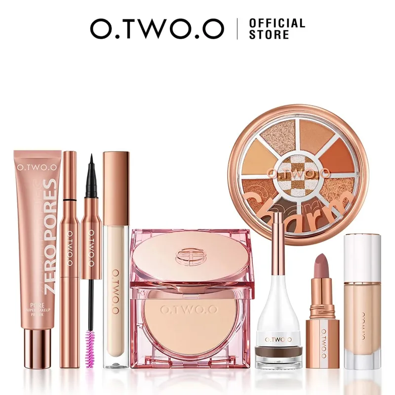 O.TWO.O 9 pezzi trucco completo viso impostazione polvere primer base mascara eyeliner penna sopracciglio tinta rossetto ombretto trucco per le donne — image 1