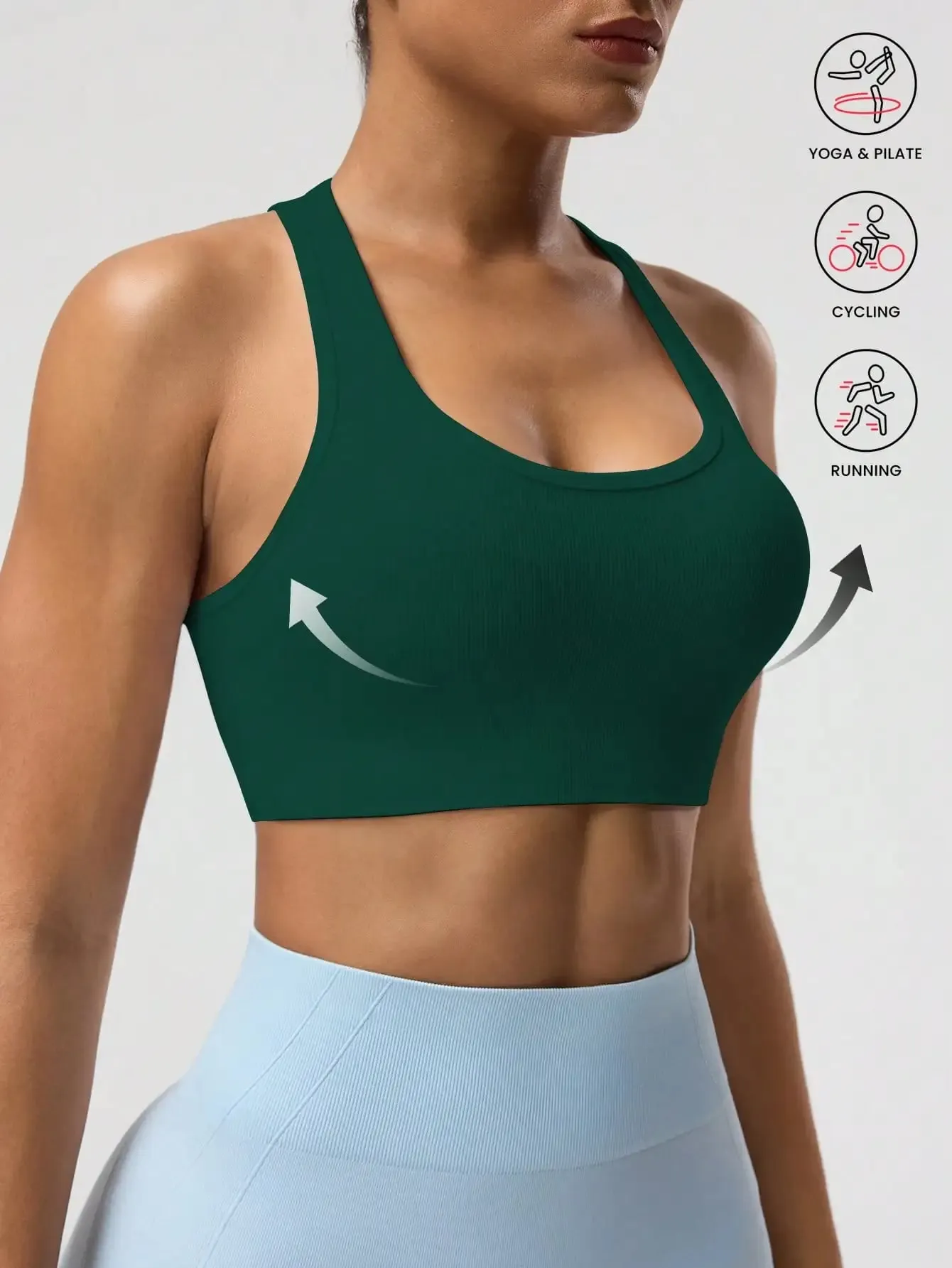 Seamless One-Piece Sports Bra with Wire-Free Support Bust Enhancement and Backless Design for Yoga and Outer Wear — image 11