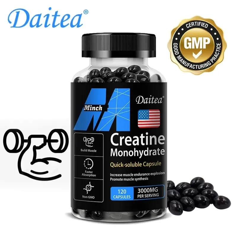 Creatine Monohydrate 3 000 Mg - Improves Energy and Endurance Increases Muscle Mass and Athletic Performance 120 Capsules — image 2