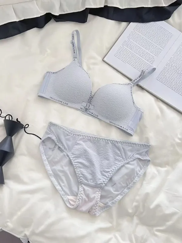 섹시한 프론트 클로저 푸시 업 란제리 작은 가슴을위한 세트 스틸 링 문자 어깨 끈이없는 편안한 얇은 브래지어