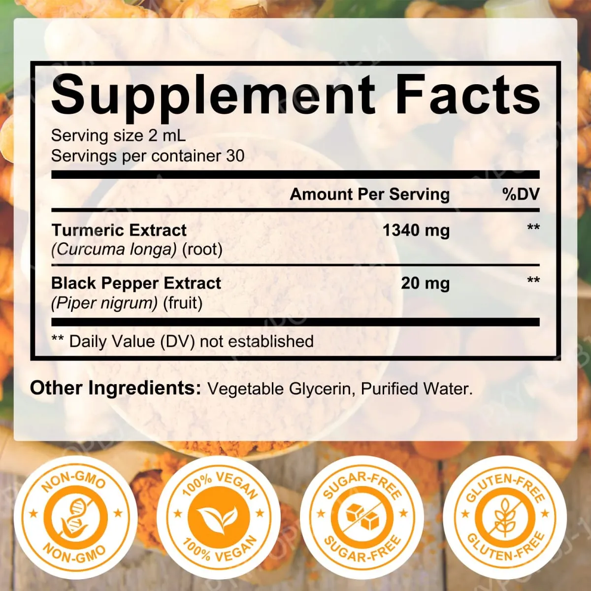 Acentialabs Turmeric with Black Pepper Liquid Drops for Natural Inflammatory Response Support 1340 Mg Turmeric Extract 60 ML