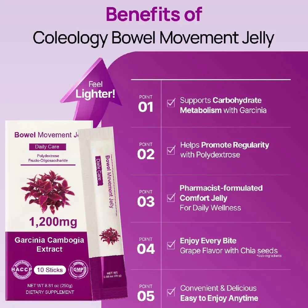 Bowel Movement Jelly (10 Days) - Garcinia Cambogia Jelly Sticks. Grape and Chia Seed. Polydextrose Collagen Hyaluronic Acid — image 4