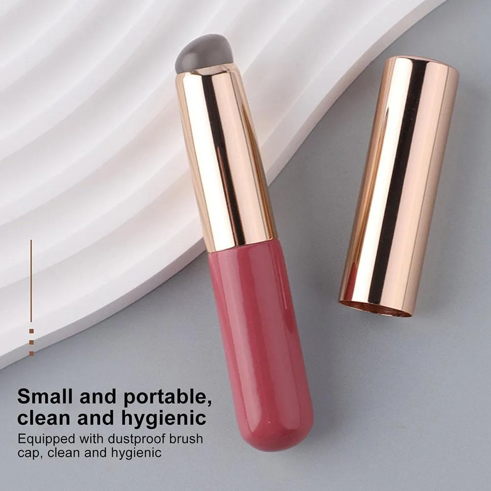 Silicone Lip Brush With Cover Cap Lid Concealer Brush Lipstick & Lip Balm Applicator Soft Lipstick Makeup Brushes Round Head — image 5