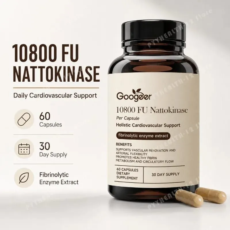 Nattokinase 10800 FU Capsules with CoQ10 Garlic Extract Daily Wellness Supplement 60 Count 30 Day Supply for Adults Men Women — image 1