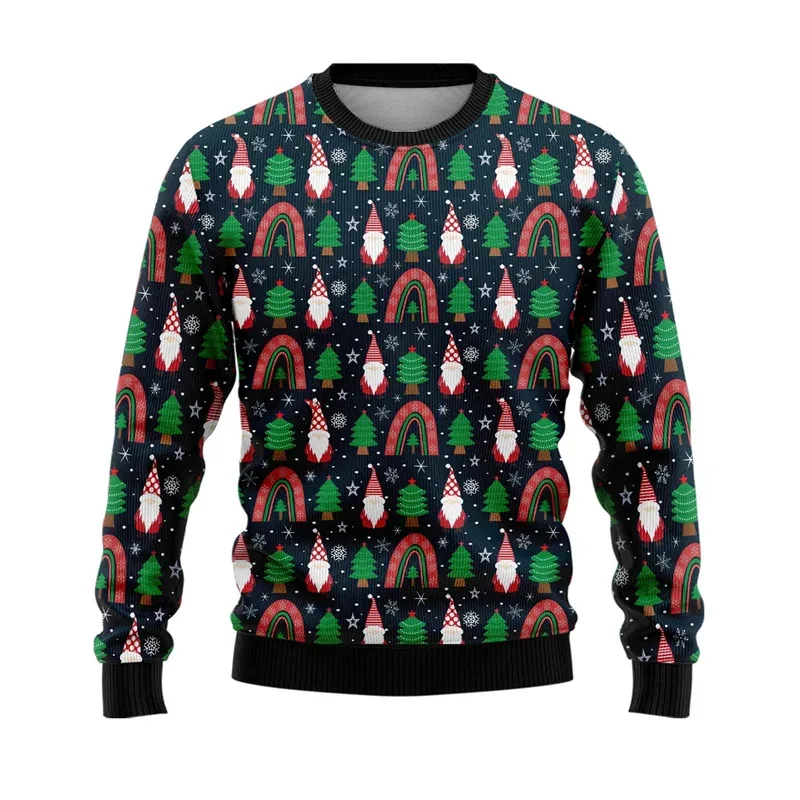3D Printed Cartoon Santa Claus Sweatshirt For Men Merry Christmas Pattern Hoodies Casual Harajuku Loose Tops Round Neck Pullover
