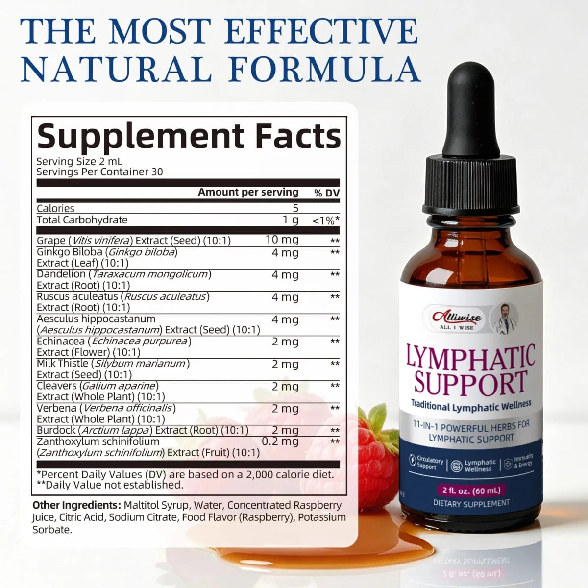 Alliwise Lymphatic Health Support Drops 11 in1 Herbal Compound Formula Body Cleanse & Refresh Digestive Support Lymphatic Detox — image 2