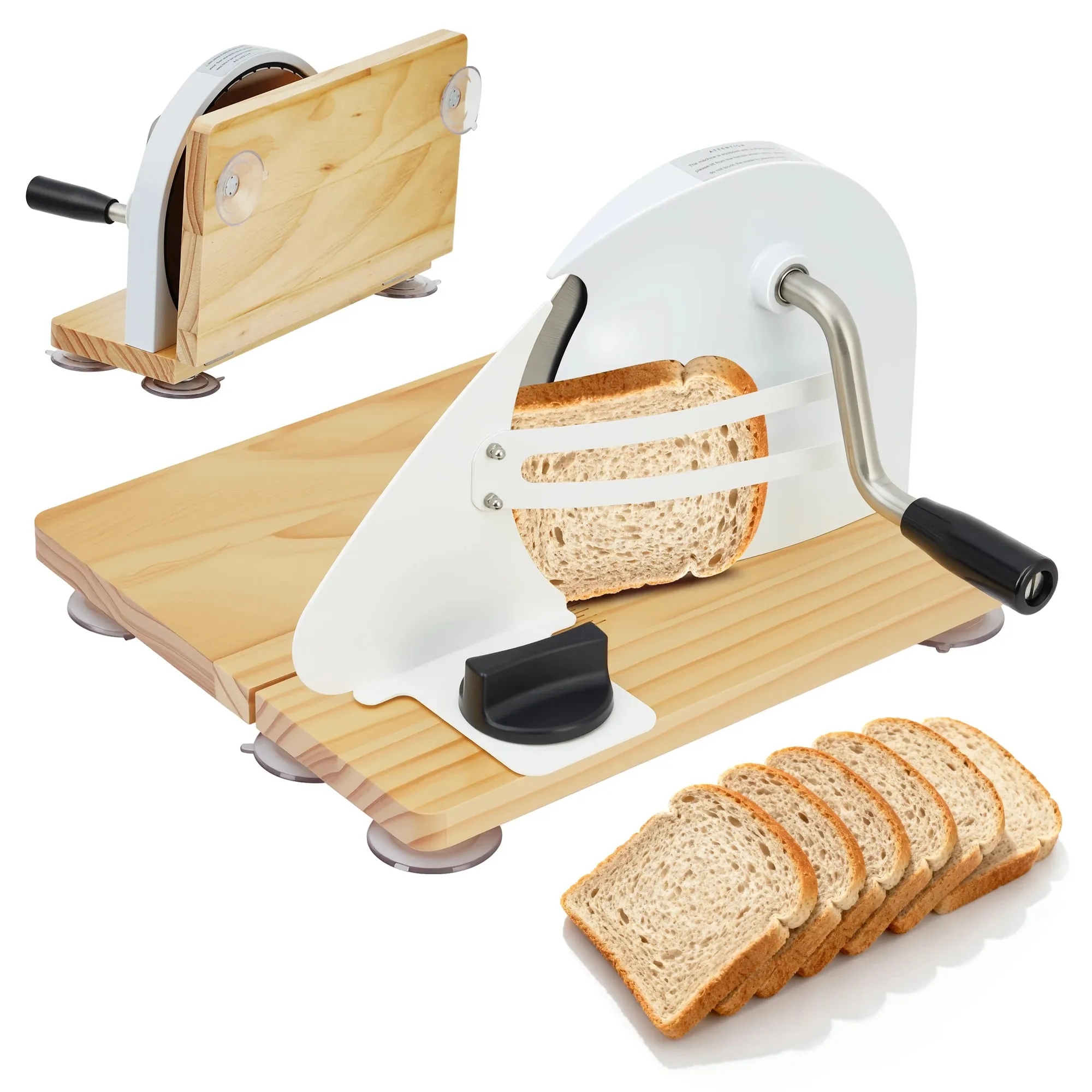 Manual Bread Slicer Foldable Wooden Bread Slicer with 0.1"-2" Adjustable Thickness Food Grade Bread Cutter for Homemade Bread Toast and Bagels