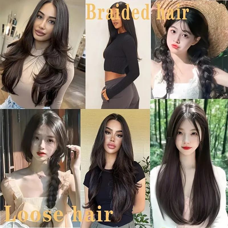 24'' Clip in Hair Extensions Long Straight Clip Hair Piece Extensions for Women Synthetic Natural Straight Hairpieces Extension — image 7