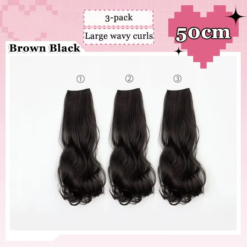 3Pcs/Set 6Clips Hair Extension Black Long Large Wavy Curls Natural Hair Hairpiece Heat Resistant Fiber For Women Hairstyle — image 14