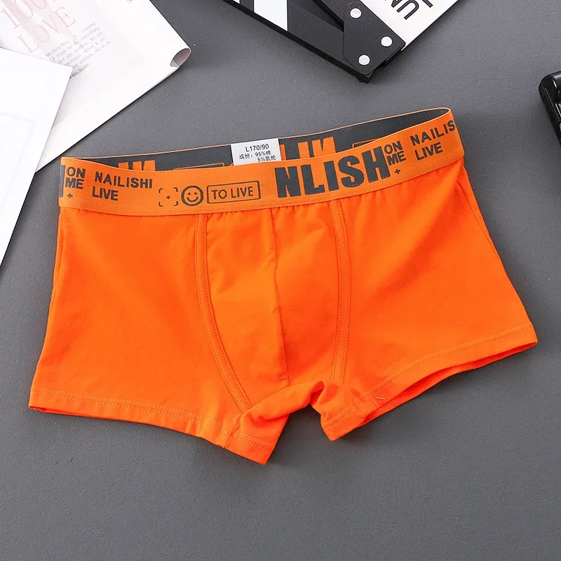 [Bloom the Love] ยี่ห้อ Solid 1 pcs/3 pcs Boxer Men ชุดชั้นในผ้าฝ้าย Boxershort บุรุษนักมวย Cuecas Masculina ขนาด M-3XL nl-112