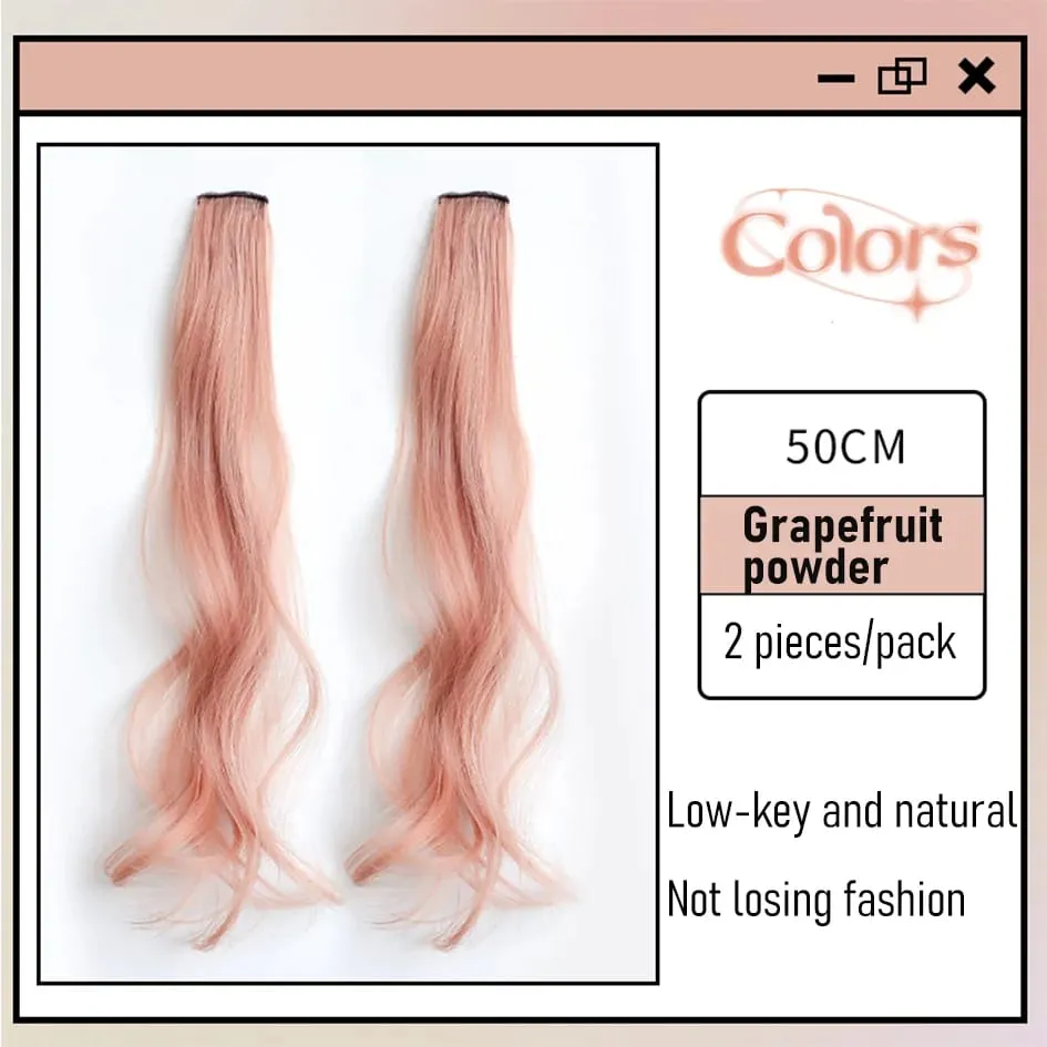 Extensions de cheveux synthétiques bouclés colorés 2 pièces/ensemble 50cm, perruque ondulée rose/bleue/violette pour Halloween/noël — image 16