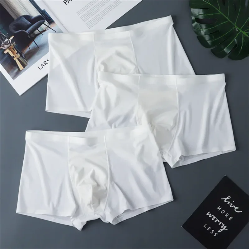 3PCS 고품질 남자의 얼음 실크 속옷 여름 얇은 통기성 원활한 팬티 섹시한 남성 속옷 플러스 크기 — image 12