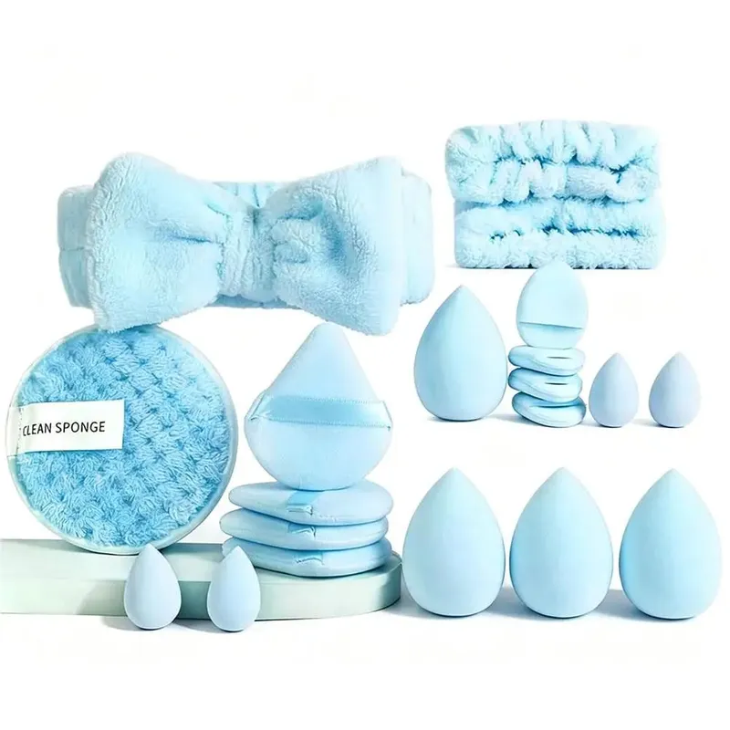 20Pcs Makeup Sponge Set Makeup Blender Triangle Powder Puff Mini Concealer Sponge Face Clean Wash Puff Headband Kit — image 3
