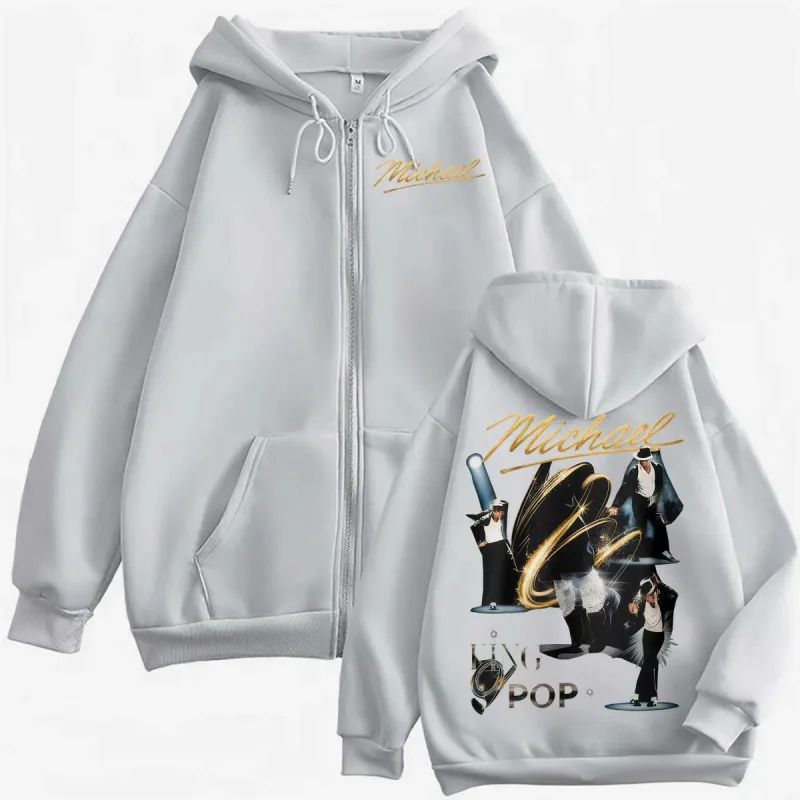 King of Pop Michael Jackson Concert Zipper Hoodies Men's Women Fashion Trend Classic Jacket Sweatshirt Long Sleeve Zip Up Hoodie — image 6