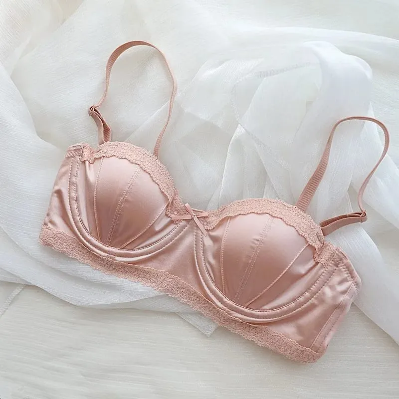 บราดันทรง underwire ของสาวฝรั่งเศส ลูกไม้หวานขอบชุดชั้นในครึ่งถ้วย ถ้วยบางของผู้หญิงพร้อมชุดชุดชั้นในป้องกันการหย่อนคล้อย — image 8
