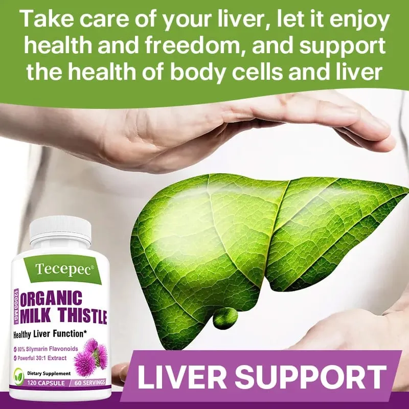 Milk Thistle Capsules Antioxidant Support Healthy Liver Function Detox Cleanse Cardiovascular Care Skin Health & Immunity