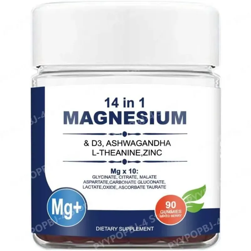 Magnesium Complex 14 in 1 Gummies with Ashwagandha L Theanine D3 Zinc Daily Nutrition Supplement Sleep Calm Support