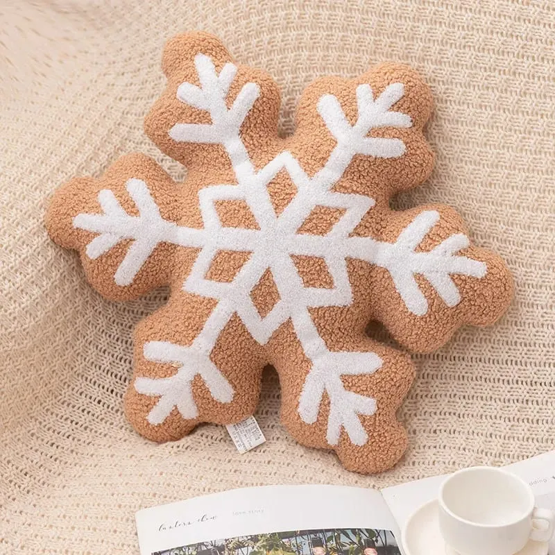 Christmas Day Plush Decor Pillow Stuffed Wreath Snowflake White Red Round Candy Soft Seat Cushion Party Prop Decor Gift — image 9