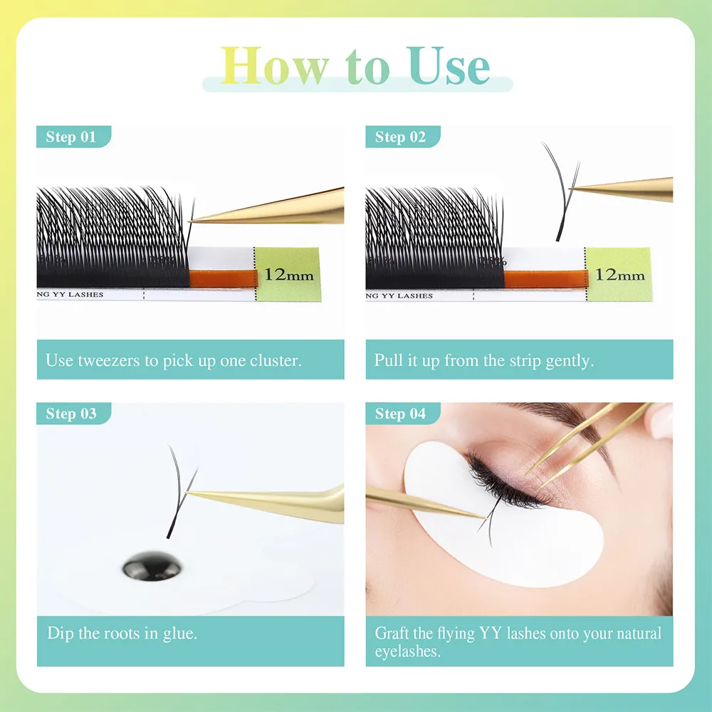 Flying YY Fox Eye Lashes Y Shape Eyelash Extensions Blød Natural Premade Volume Fans Bundle Eyelashes Makeup — image 3