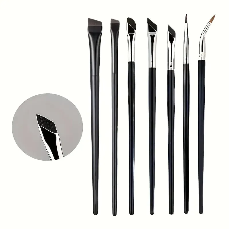 7 Combination Precision Detail Makeup Brushes Eyeliner and Eyebrow Brush Sets with Ultra-Thin Eyebrow and Lower Eyelid Brushes — image 1