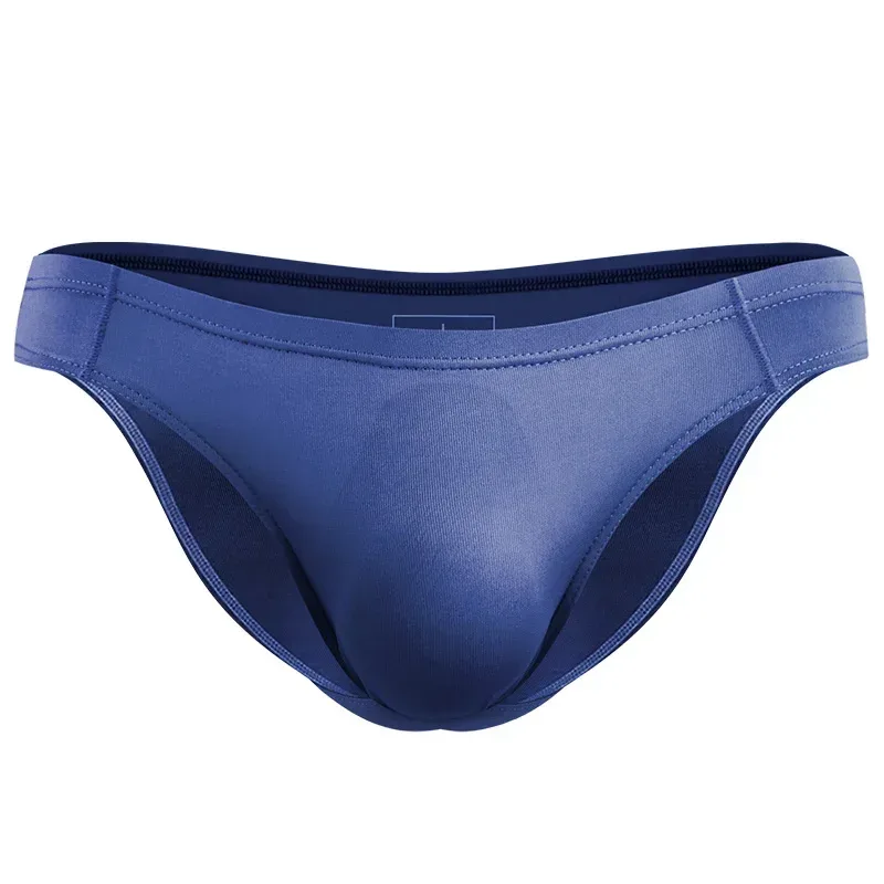 2PCS Men's Underpants Ice Silk Breathable Sexy Thin U Convex Transparent One Piece Low Waist Triangle Shorts Head