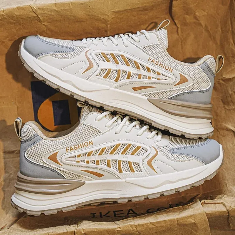 Spring Summer Men Sneakers Breathable Mesh Casual Shoes Platform Chunky Dad Footwear Lace Up Walking Running Shoes — image 6