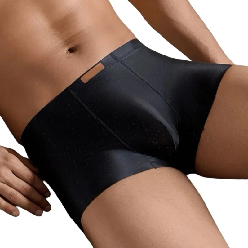 1pc Men Satin Trunks Seamless Shiny Boxer Shorts Ice Silk Middle Waist Panties Solid U Convex Bulge Pouch Underwear Breathable — image 23