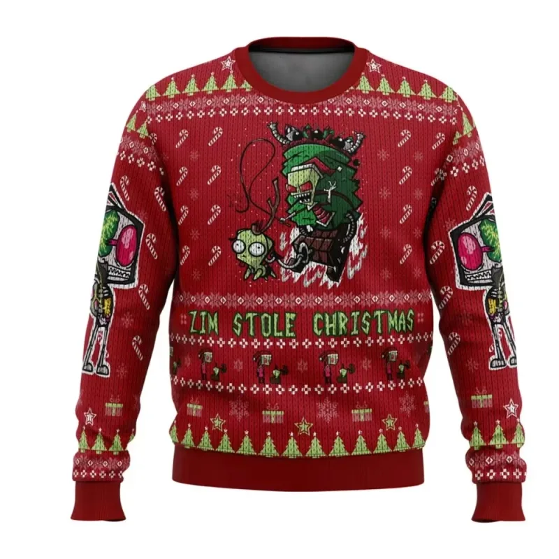 Suéter de Natal Engraçado Doom Invader Zim, Pullover de Desenho Animado para Mulheres e Homens, Moda Nova 2026, Moletom com Capu