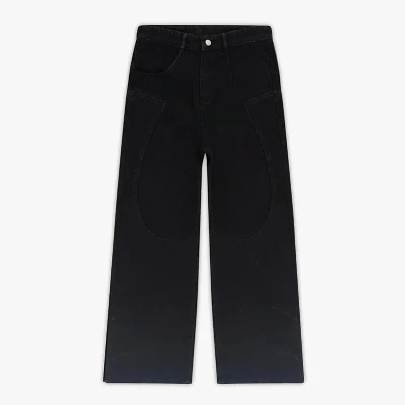 2026 new printed retro wide-leg casual slim trousers Hip-hop personality jeans Y2K women's dark fun graffiti floor-length pants