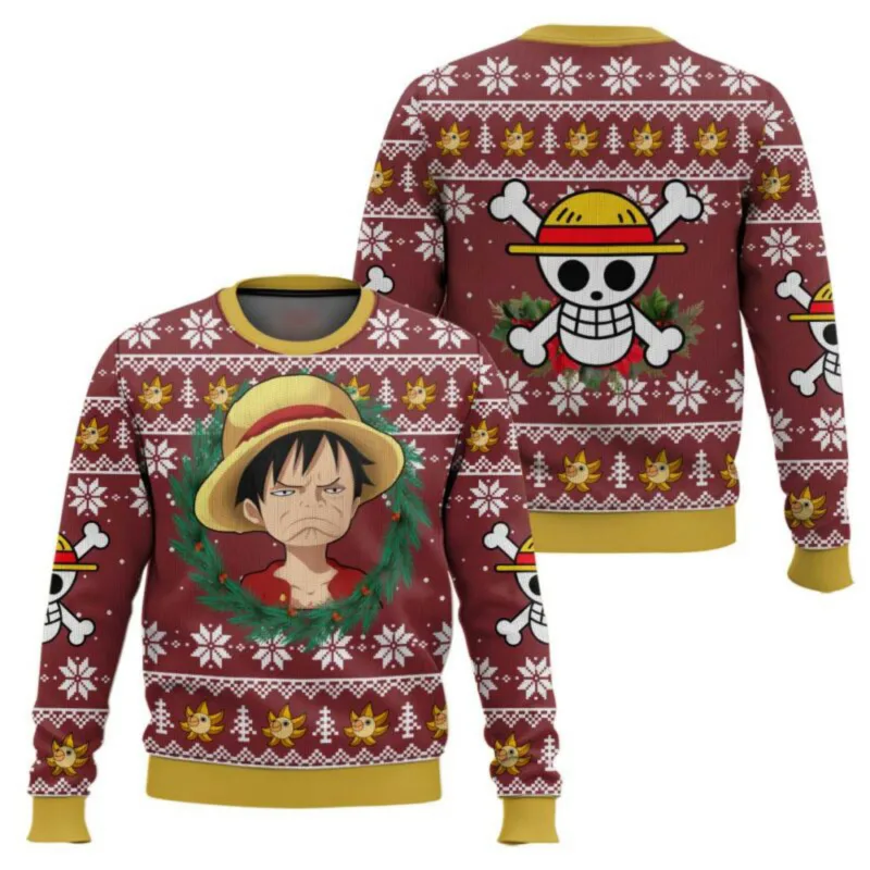 New sweater, Japanese anime, Luffy, Robin, Bandai, One Piece, 3D hoodie, Christmas sweatshirt, men's round-neck T-shirt — image 4